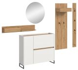 Garderobe Set 5-teilig Borga in wei� und Artisan Eiche 236 x 197 cm, Soft-Close