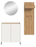 Garderobe Set 3-teilig Borga in wei� und Artisan Eiche 155 x 197 cm, Soft-Close
