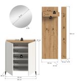 Garderobe Set 4-teilig Borga in wei� und Artisan Eiche 186 x 197 cm, Soft-Close