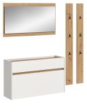Garderobe Set 4-teilig Borga in wei� und Artisan Eiche 172 x 197 cm
