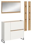 Garderobe Set 4-teilig Borga in wei� und Artisan Eiche 172 x 197 cm, Soft-Close