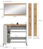 Garderobe Set 4-teilig Borga in wei� und Artisan Eiche 172 x 197 cm, Soft-Close