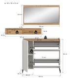 Garderobe Set 3-teilig Borga in wei� und Artisan Eiche 140 x 192 cm, Soft-Close