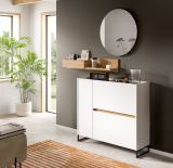 Garderobe Set 3-teilig Borga in wei� und Artisan Eiche 140 x 197 cm, Soft-Close