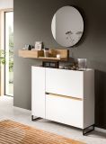Garderobe Set 3-teilig Borga in wei� und Artisan Eiche 140 x 197 cm, Soft-Close