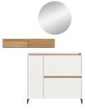 Garderobe Set 3-teilig Borga in wei� und Artisan Eiche 140 x 197 cm, Soft-Close