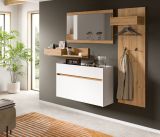 Garderobe Set 4-teilig Borga in wei� und Artisan Eiche 220 x 192 cm