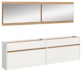 Garderobe Set 4-teilig Borga in wei� und Artisan Eiche 220 x 192 cm