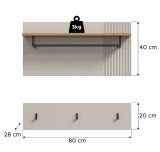 Garderobenpaneel Skid in Kaschmir Sand und Evoke Eiche Set 2-teilig 80 cm
