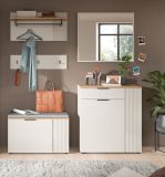 Garderobe Sitzbank Skid in Kaschmir Sand und Evoke Eiche Garderobenbank 80 cm