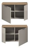 Garderobe Sitzbank Skid in Kaschmir Sand und Evoke Eiche Garderobenbank 80 cm