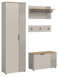 Garderobe Set 4-teilig Skid in Kaschmir Sand und Evoke Eiche 155 x 190 cm