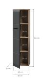 Badezimmer Kommode Cover in schwarz matt und Nox Eiche Badkommode h�ngend / stehend 30 x 106 cm