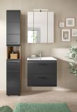 Badezimmer Hochschrank Cover in schwarz matt und Nox Eiche Badschrank 30 x 185 cm
