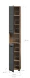 Badezimmer Hochschrank Cover in schwarz matt und Nox Eiche Badschrank 30 x 185 cm