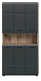Badezimmer Hochschrank Cover in schwarz matt und Nox Eiche Mehrzweckschrank 90 x 185 cm