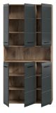 Badezimmer Hochschrank Cover in schwarz matt und Nox Eiche Mehrzweckschrank 90 x 185 cm