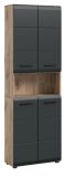 Badezimmer Hochschrank Cover in schwarz matt und Nox Eiche Badschrank 60 x 185 cm
