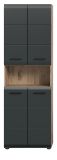 Badezimmer Hochschrank Cover in schwarz matt und Nox Eiche Badschrank 60 x 185 cm