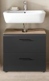 Waschbeckenunterschrank Cover in schwarz matt und Nox Eiche Badezimmer Unterschrank 60 cm