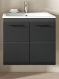 Waschbeckenunterschrank MIT Waschbecken Cover in schwarz matt und Nox Eiche Waschtisch h�ngend 60 cm