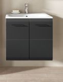 Waschbeckenunterschrank MIT Waschbecken Cover in schwarz matt und Nox Eiche Waschtisch h�ngend 60 cm