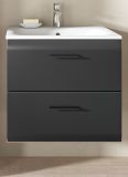 Waschbeckenunterschrank MIT Waschbecken Cover in schwarz matt und Nox Eiche Waschtisch h�ngend 60 cm