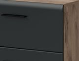 Waschbeckenunterschrank MIT Waschbecken Cover in schwarz matt und Nox Eiche Waschtisch h�ngend 60 cm
