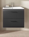 Waschbeckenunterschrank MIT Waschbecken Cover in schwarz matt und Nox Eiche Waschtisch h�ngend 60 cm