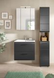 Waschbeckenunterschrank MIT Waschbecken Cover in schwarz matt und Nox Eiche Waschtisch h�ngend 60 cm