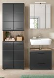 Badm�bel Set 3-teilig Cover in schwarz matt und Nox Eiche Badkombination 135 x 185 cm