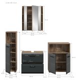 Badm�bel Set 4-teilig Cover in schwarz matt und Nox Eiche Badkombination 180 x 185 cm