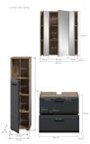 Badm�bel Set 3-teilig Cover in schwarz matt und Nox Eiche Badkombination 105 x 185 cm