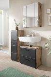 Badm�bel Set 2-teilig Cover in schwarz matt und Nox Eiche Badkombination 60 x 185 cm