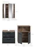 Badm�bel Set 3-teilig Cover in schwarz matt und Nox Eiche Badkombination 135 x 185 cm