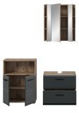 Badm�bel Set 3-teilig Cover in schwarz matt und Nox Eiche Badkombination 135 x 185 cm