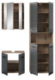 Badm�bel Set 3-teilig Cover in schwarz matt und Nox Eiche Badkombination 135 x 185 cm