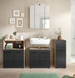 Badm�bel Set 4-teilig Cover in schwarz matt und Nox Eiche Badkombination 180 x 185 cm