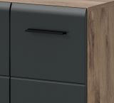 Badm�bel Set 3-teilig Cover in schwarz matt und Nox Eiche Badkombination 105 x 185 cm