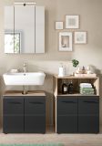 Badm�bel Set 3-teilig Cover in schwarz matt und Nox Eiche Badkombination 135 x 185 cm