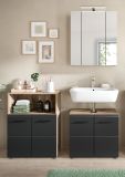 Badm�bel Set 3-teilig Cover in schwarz matt und Nox Eiche Badkombination 135 x 185 cm