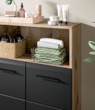Badezimmer Kommode Set Cover in schwarz matt und Nox Eiche 2x Badkommode 120 x 80 cm