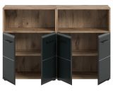 Badezimmer Kommode Set Cover in schwarz matt und Nox Eiche 2x Badkommode 120 x 80 cm