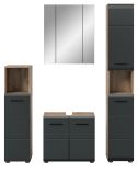 Badm�bel Set 4-teilig Cover in schwarz matt und Nox Eiche Badkombination 150 x 185 cm