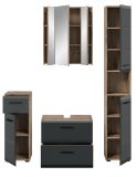 Badm�bel Set 4-teilig Cover in schwarz matt und Nox Eiche Badkombination 150 x 185 cm