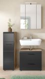 Badm�bel Set 3-teilig Cover in schwarz matt und Nox Eiche Badkombination 105 x 185 cm