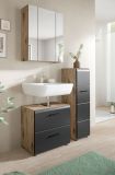 Badm�bel Set 3-teilig Cover in schwarz matt und Nox Eiche Badkombination 105 x 185 cm