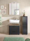 Badm�bel Set 3-teilig Cover in schwarz matt und Nox Eiche Badkombination 105 x 185 cm