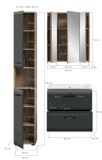 Badm�bel Set 3-teilig Cover in schwarz matt und Nox Eiche 105 x 185 cm, inkl. Waschbecken