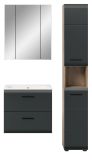 Badm�bel Set 3-teilig Cover in schwarz matt und Nox Eiche 105 x 185 cm, inkl. Waschbecken